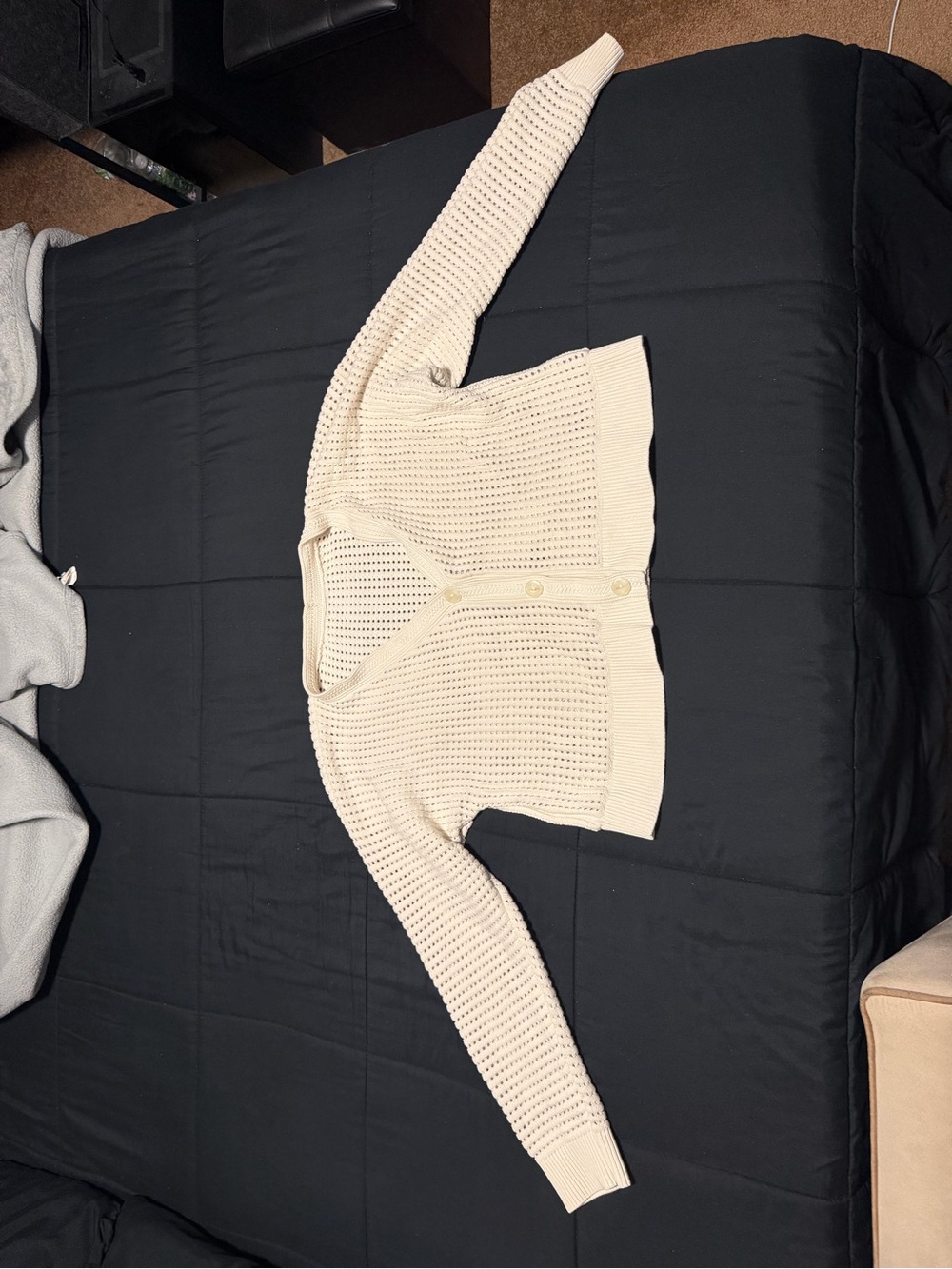 lululemon athletica Cream Open-Knit Button Cardigan